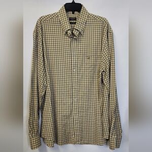 Paul and shark long sleeve button down plaid flannel yellow shirt